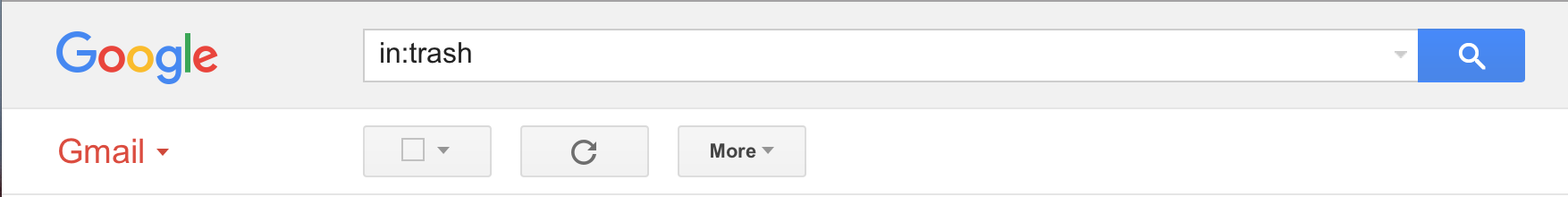 quickly access the trash folder using the search shortcut inside gmail